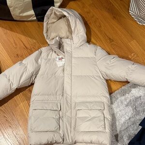 Uniqlo Kids Beige Hooded Puffer Jacket